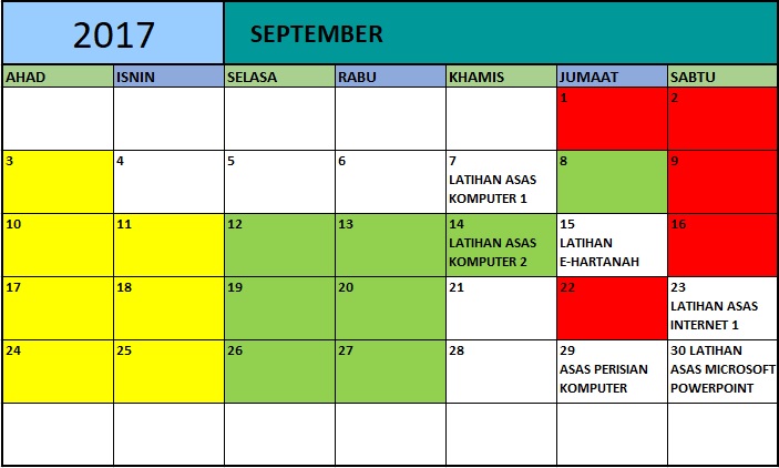 Jadual September 17